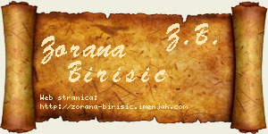 Zorana Birišić vizit kartica